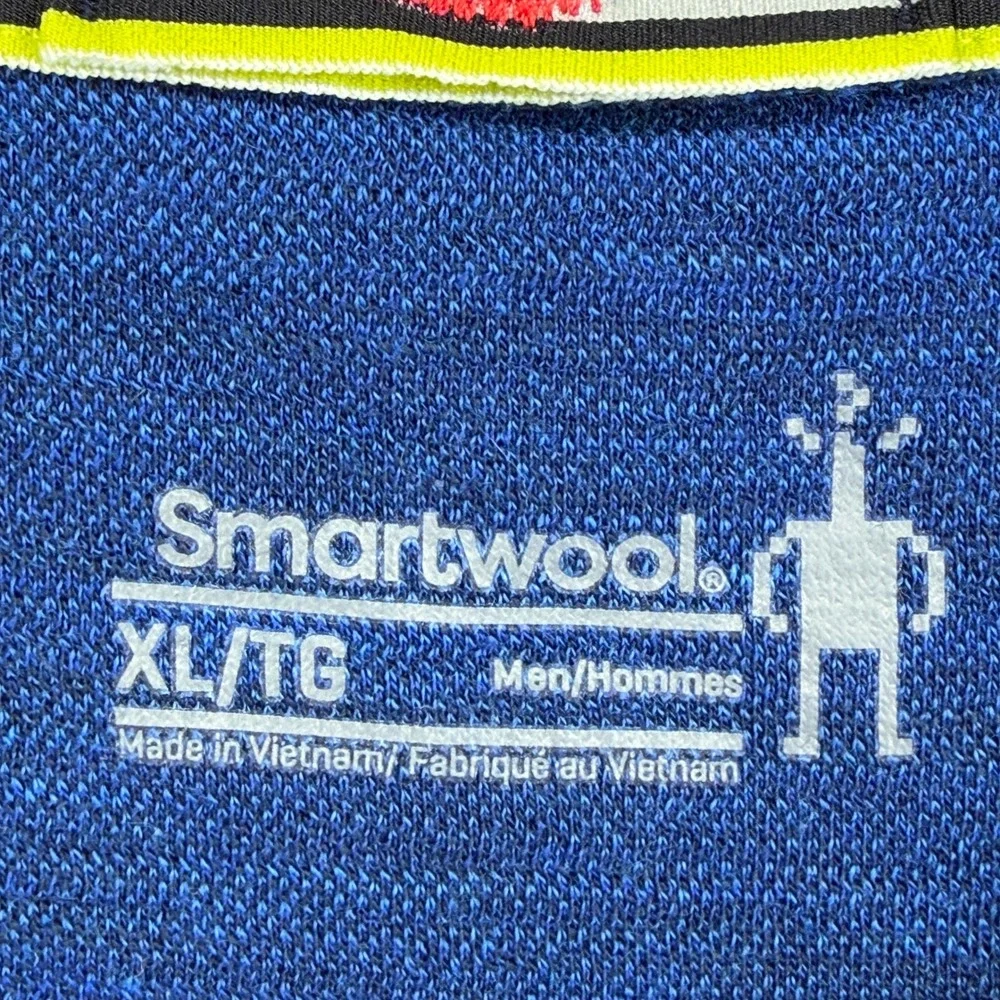 Smartwool Mens XL Blue Striped 100% Merino Wool Base Layer Top SW016349 F24